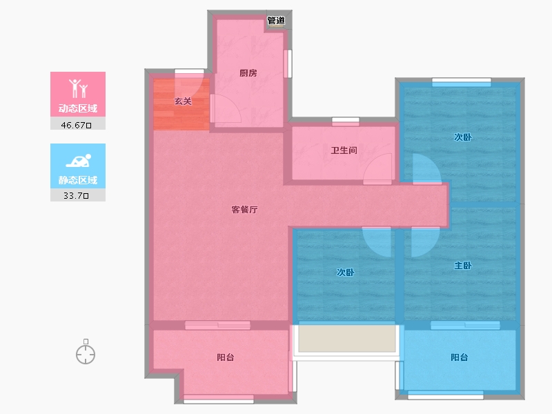 河南省-郑州市-禹洲嘉誉风华1号楼89m²-71.21-户型库-动静分区