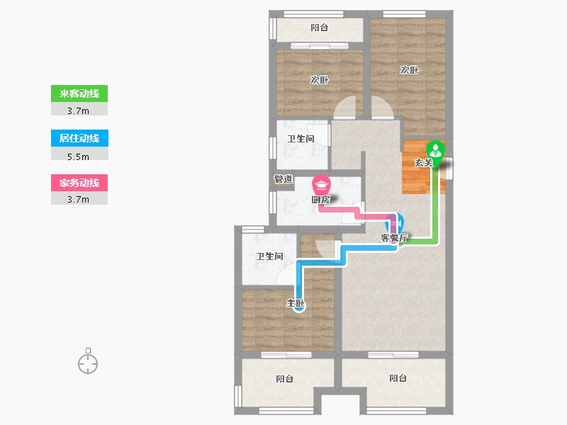 河南省-郑州市-禹洲嘉誉风华1号楼98m²-78.41-户型库-动静线