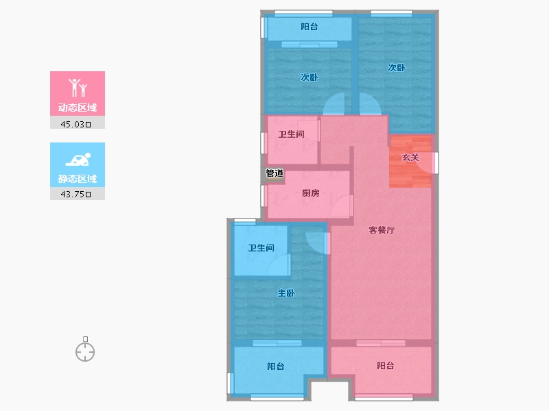 河南省-郑州市-禹洲嘉誉风华1号楼98m²-78.41-户型库-动静分区