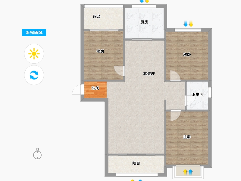 河南省-郑州市-理想名家1,2120m²-96.00-户型库-采光通风