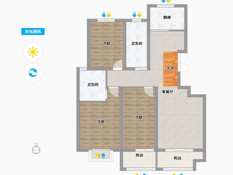 河南省-郑州市-理想名家3,4129m²-103.20-户型库-采光通风