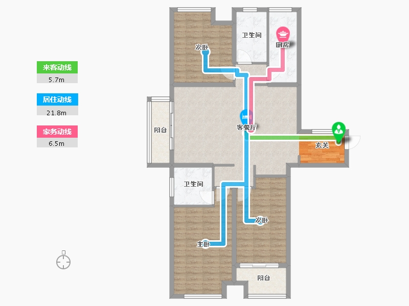 河南省-郑州市-鸿祥钰珑府C1户型140m²-112.00-户型库-动静线