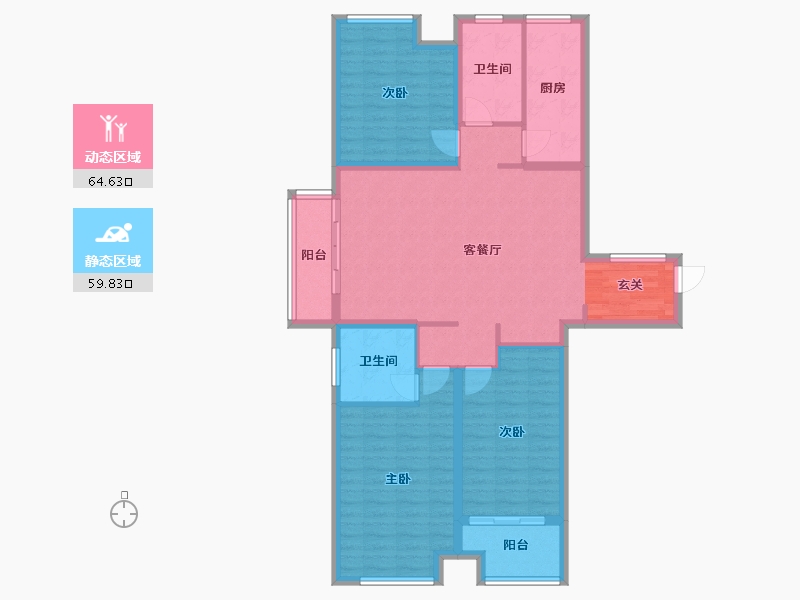 河南省-郑州市-鸿祥钰珑府C1户型140m²-112.00-户型库-动静分区