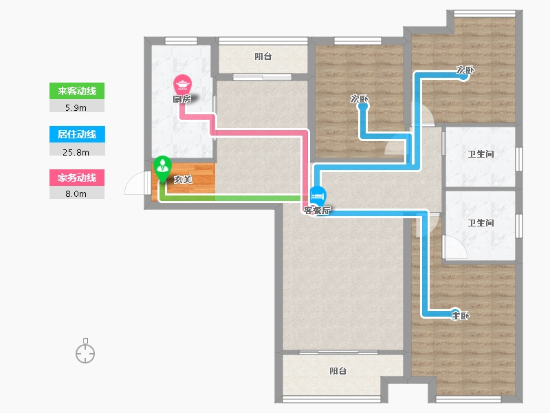 河南省-郑州市-鸿祥钰珑府16号楼139m²-111.20-户型库-动静线