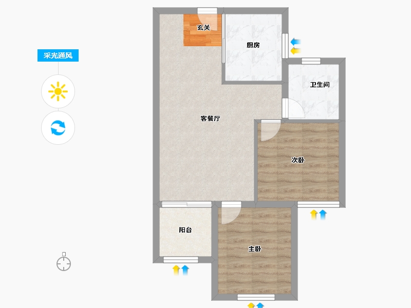 河南省-郑州市-隆盛水木清华3号楼,5号楼74m²-59.21-户型库-采光通风