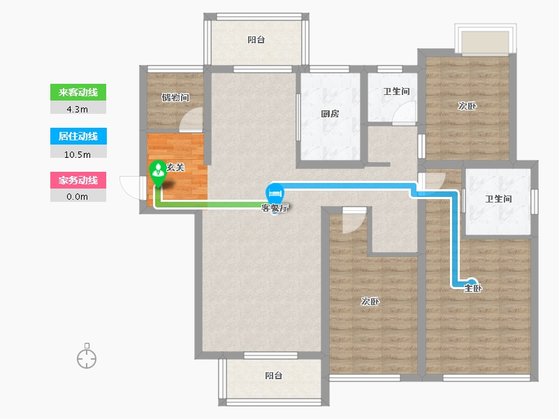 河南省-郑州市-鸿祥钰珑府25号楼144m²-115.42-户型库-动静线