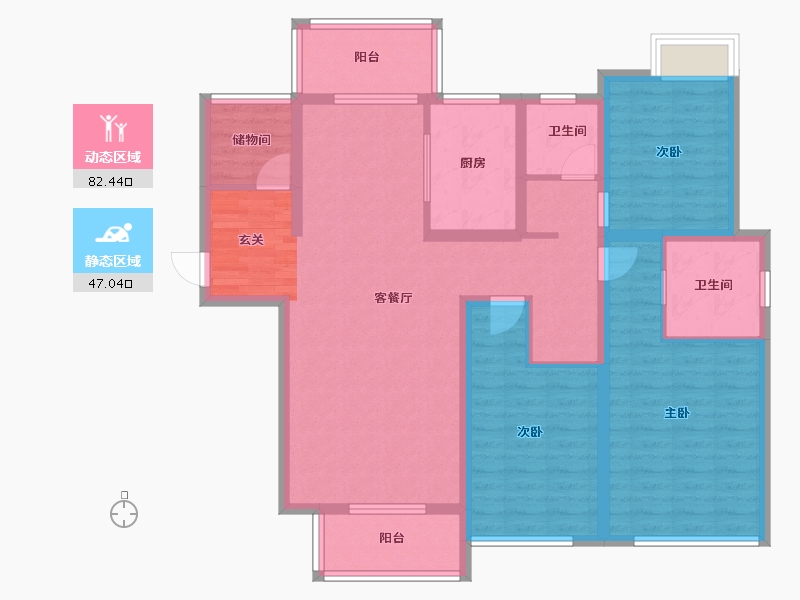 河南省-郑州市-鸿祥钰珑府25号楼144m²-115.42-户型库-动静分区