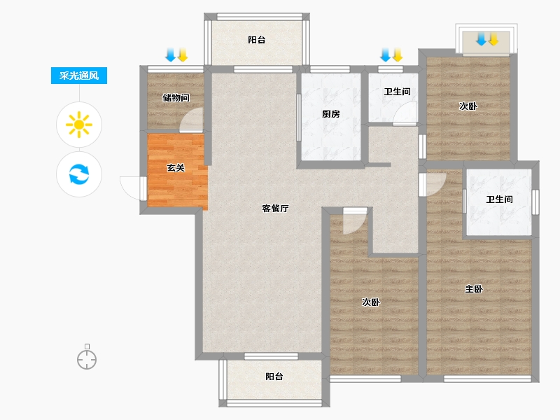 河南省-郑州市-鸿祥钰珑府25号楼144m²-115.42-户型库-采光通风