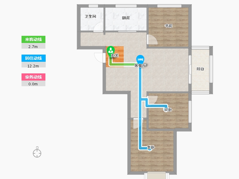 河南省-郑州市-隆盛水木清华3号楼91m²-72.81-户型库-动静线