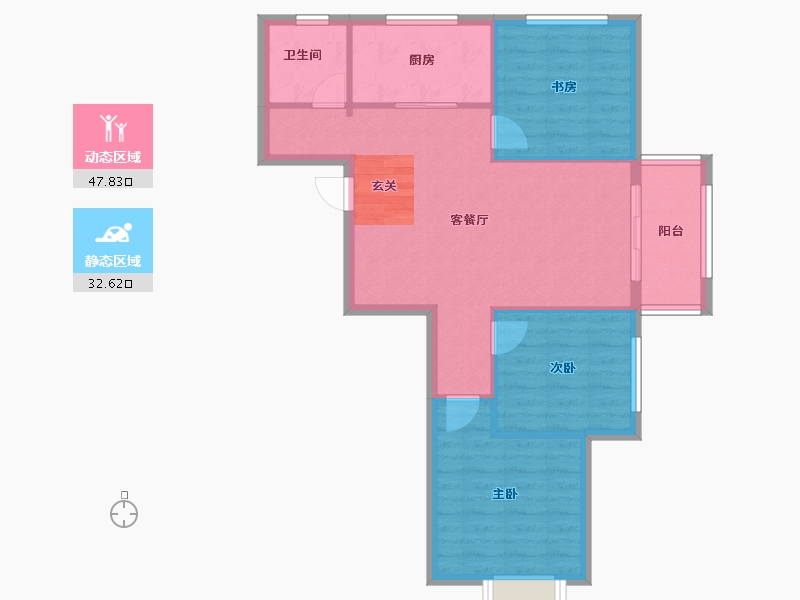 河南省-郑州市-隆盛水木清华3号楼91m²-72.81-户型库-动静分区