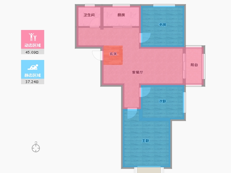 河南省-郑州市-隆盛水木清华3号楼,5号楼91m²-72.81-户型库-动静分区