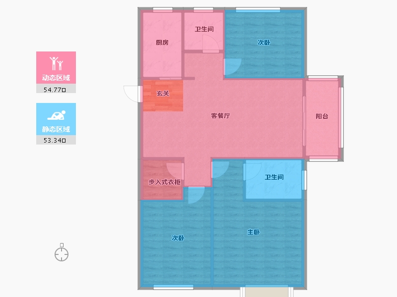 河南省-郑州市-隆盛水木清华2号楼,1号楼124m²-99.20-户型库-动静分区