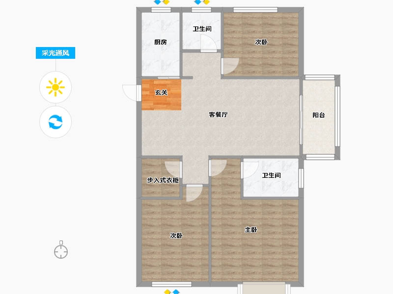 河南省-郑州市-隆盛水木清华2号楼,1号楼124m²-99.20-户型库-采光通风