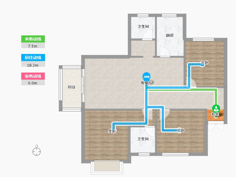 河南省-郑州市-瑞亨绿景苑1-A户型116m²-92.81-户型库-动静线