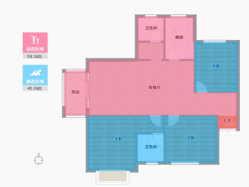 河南省-郑州市-瑞亨绿景苑1-A户型116m²-92.81-户型库-动静分区