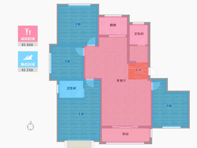 河南省-郑州市-瑞亨绿景苑9-A户型140m²-112.00-户型库-动静分区