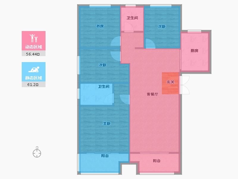 河南省-郑州市-永威溪樾1号楼,5号楼,6号楼,9号楼135m²-108.16-户型库-动静分区