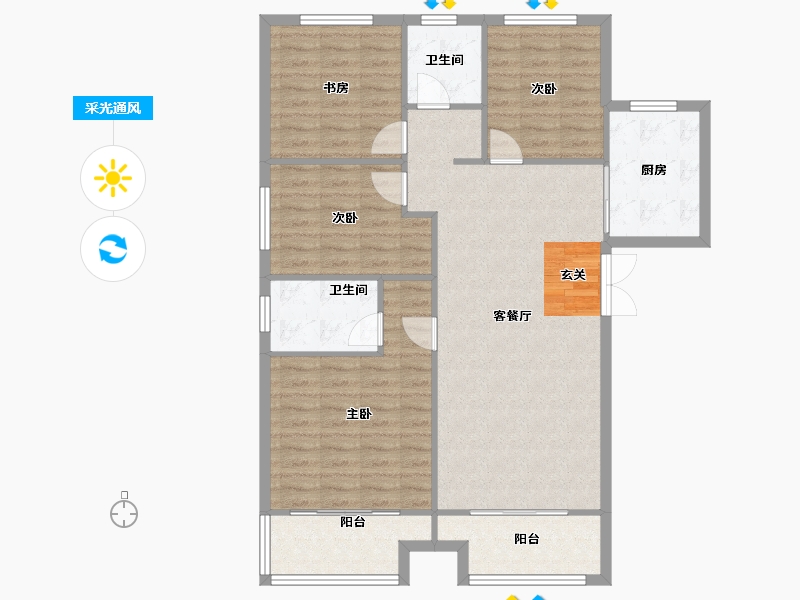 河南省-郑州市-永威溪樾1号楼,5号楼,6号楼,9号楼135m²-108.16-户型库-采光通风