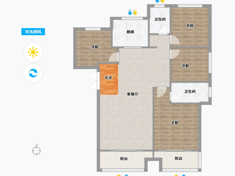 河南省-郑州市-永威溪樾2号楼,3号楼,7号楼,8号楼144m²-115.93-户型库-采光通风