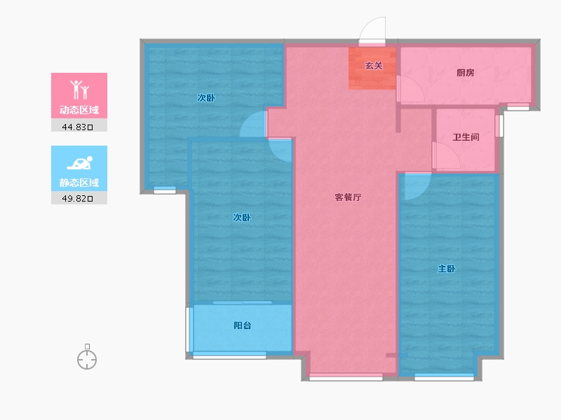 河南省-郑州市-物华臻悦苑1号楼108m²-86.50-户型库-动静分区