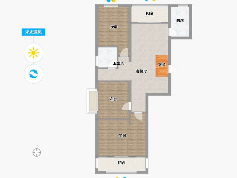 河南省-郑州市-物华臻悦苑1号楼118m²-94.39-户型库-采光通风