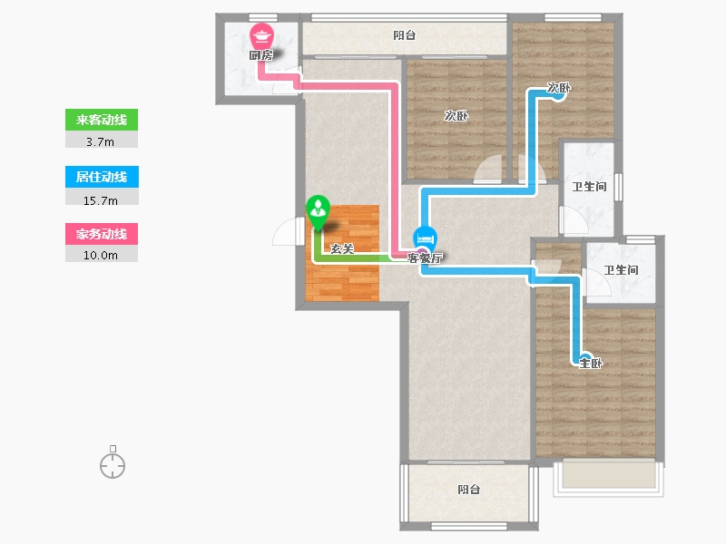 河南省-郑州市-物华臻悦苑1号楼135m²-108.00-户型库-动静线