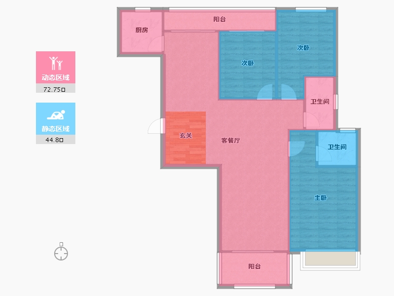 河南省-郑州市-物华臻悦苑1号楼135m²-108.00-户型库-动静分区