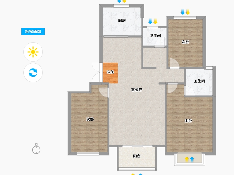 河南省-郑州市-新田城八期湖光里23128m²-102.40-户型库-采光通风