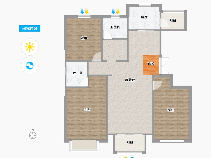 河南省-郑州市-新田城八期湖光里23130m²-104.01-户型库-采光通风