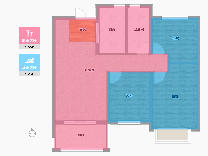 河南省-郑州市-中房华纳龙熙湾29,3097m²-77.60-户型库-动静分区