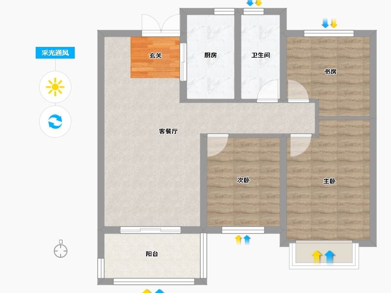 河南省-郑州市-中房华纳龙熙湾29,3097m²-77.60-户型库-采光通风