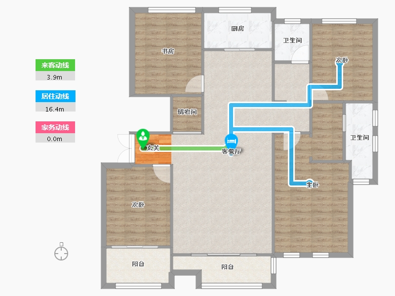 河南省-郑州市-元正康郡B5号楼,B6号楼,B7号楼,B8号楼,B17号楼153m²-122.40-户型库-动静线