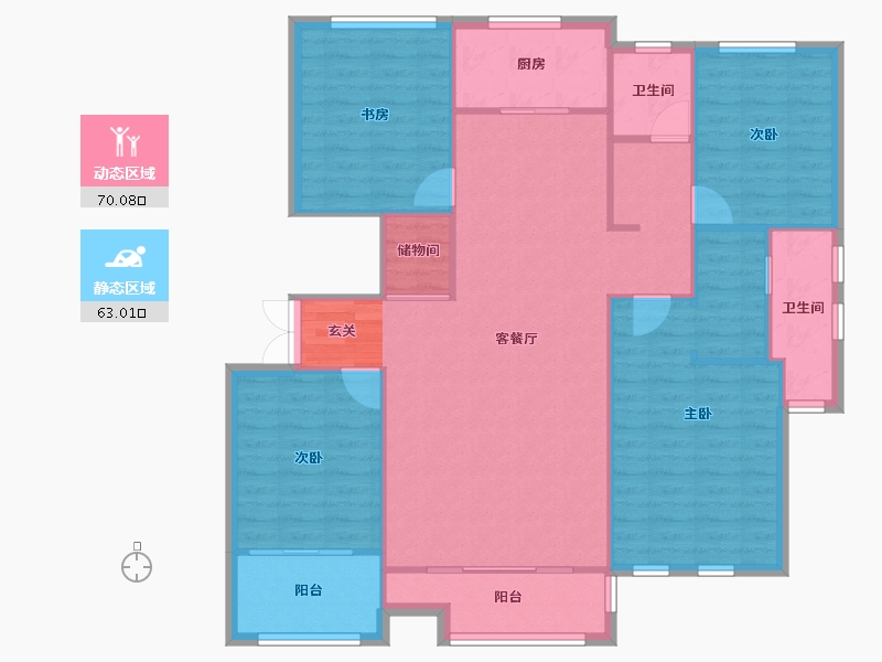 河南省-郑州市-元正康郡B5号楼,B6号楼,B7号楼,B8号楼,B17号楼153m²-122.40-户型库-动静分区