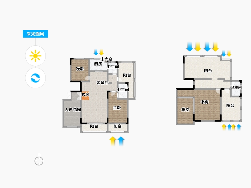 河南省-郑州市-元正康郡B5号楼,B6号楼,B7号楼,B8号楼,B17号楼172m²-228.31-户型库-采光通风