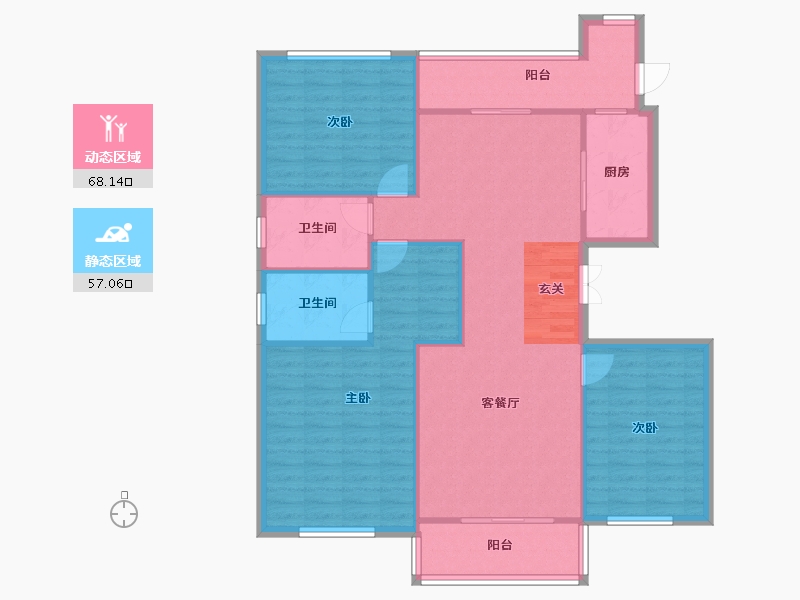 河南省-郑州市-碧桂园龙城天悦6号楼,7号楼,8号楼,9号楼,12号楼,13号楼140m²-115.14-户型库-动静分区