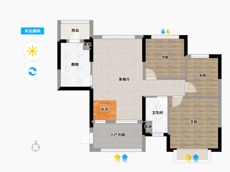 河南省-郑州市-恒大山水城86号楼95m²-76.00-户型库-采光通风