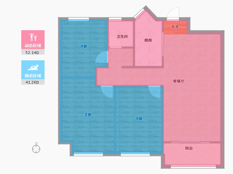 河南省-郑州市-碧桂园龙城天悦16号楼,19号楼,20号楼,25号楼107m²-85.59-户型库-动静分区