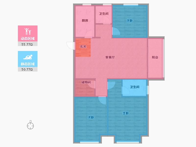 河南省-郑州市-碧桂园龙城天悦16号楼,19号楼,20号楼,25号楼122m²-97.60-户型库-动静分区