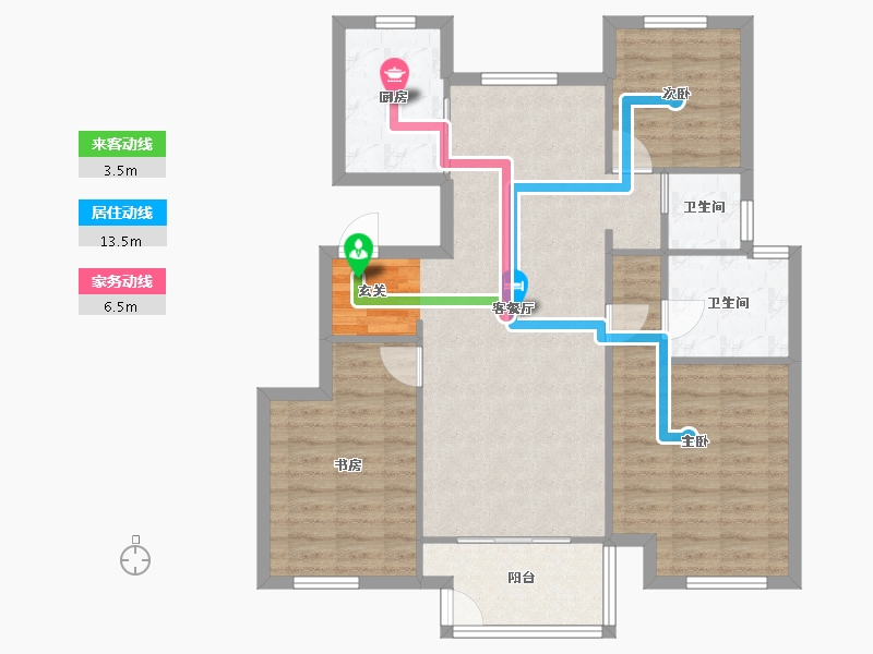 河南省-郑州市-新城尚郡一期2114m²-91.20-户型库-动静线