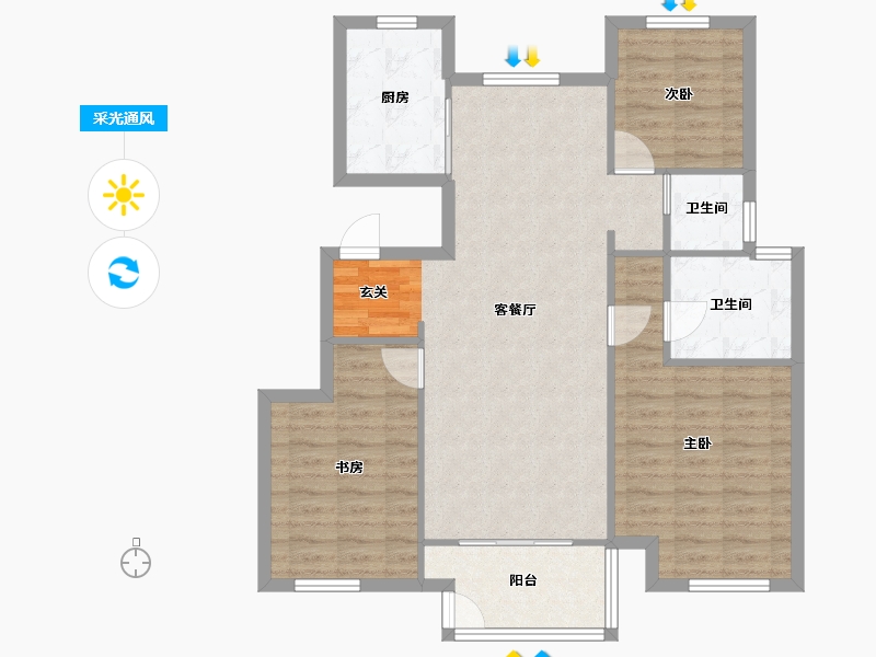 河南省-郑州市-新城尚郡一期2114m²-91.20-户型库-采光通风