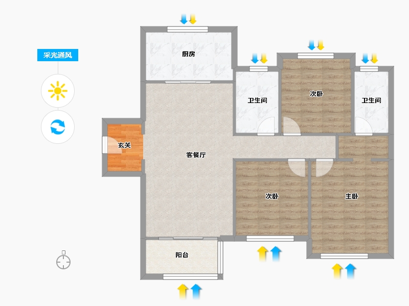 河南省-郑州市-新城尚郡一期5,一期7,一期8,一期9,一期10125m²-100.00-户型库-采光通风