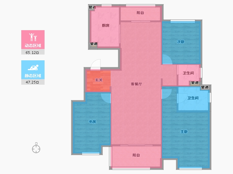 河南省-郑州市-新城尚郡一期3,一期4129m²-103.20-户型库-动静分区