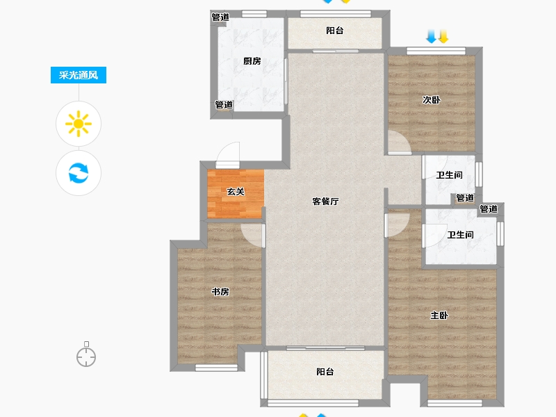 河南省-郑州市-新城尚郡一期3,一期4129m²-103.20-户型库-采光通风