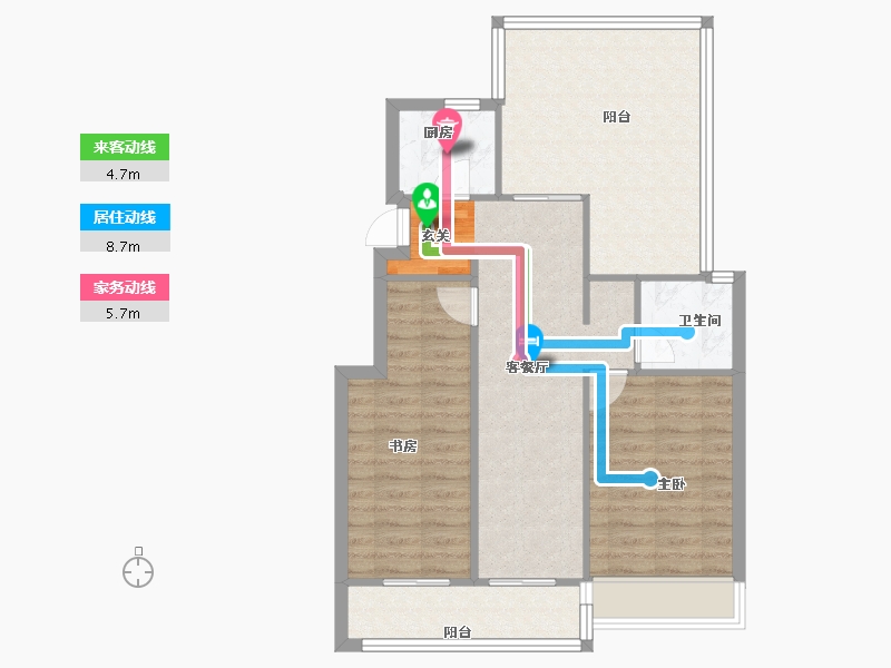 河南省-郑州市-东润玺城21号楼97m²-77.61-户型库-动静线