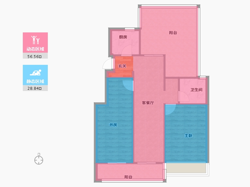 河南省-郑州市-东润玺城21号楼97m²-77.61-户型库-动静分区