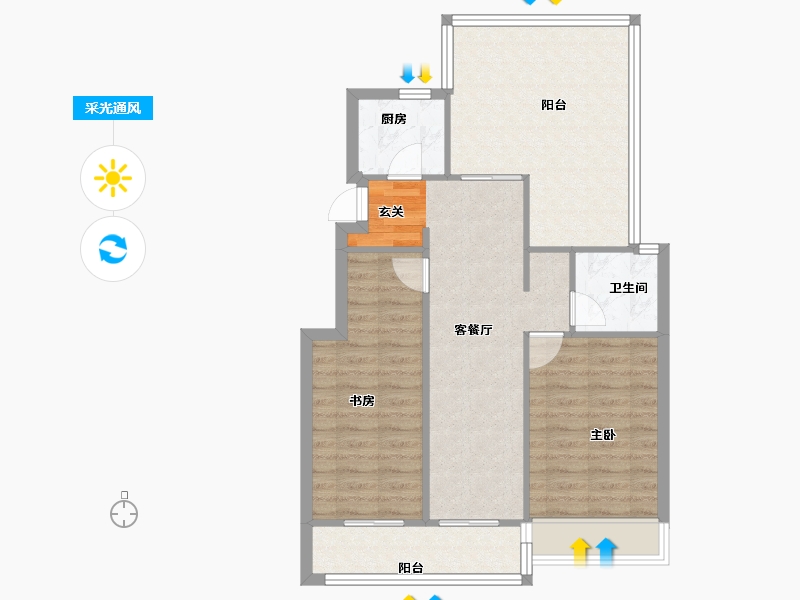 河南省-郑州市-东润玺城21号楼97m²-77.61-户型库-采光通风