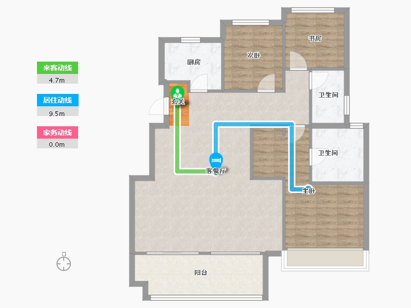 河南省-郑州市-东润玺城21号楼,17号楼,29号楼128m²-102.40-户型库-动静线