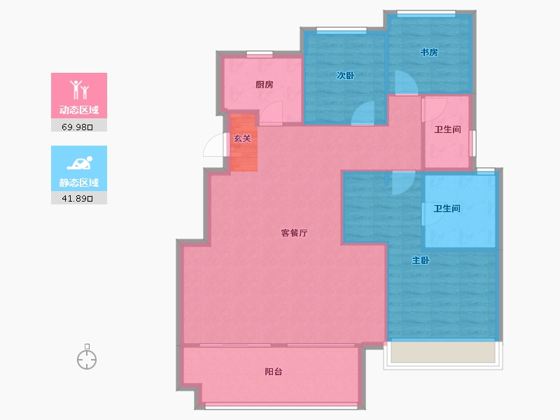 河南省-郑州市-东润玺城21号楼,17号楼,29号楼128m²-102.40-户型库-动静分区