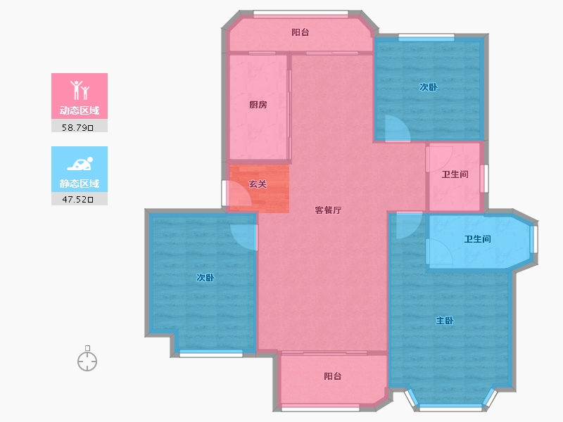 河南省-郑州市-光明索河湾二期21,二期22,二期23,二期24,二期25122m²-97.60-户型库-动静分区