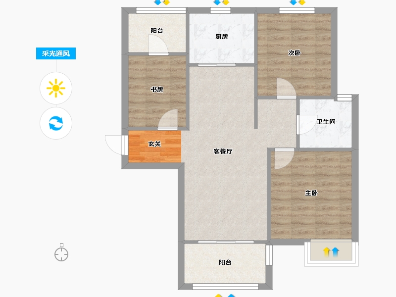 河南省-郑州市-郑西鑫苑名家1栋91m²-72.80-户型库-采光通风